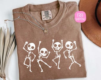 Camiseta de esqueleto divertida, camiseta de Halloween con colores cómodos, camiseta de esqueleto, camiseta de Halloween con calavera, disfraces de Halloween para mujer