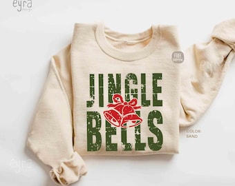Vintage Jingle Bells Christmas Sweatshirt, Holiday Apparel Sweatshirt, Cozy Holiday Sweatshirt, Winter Season Sweater