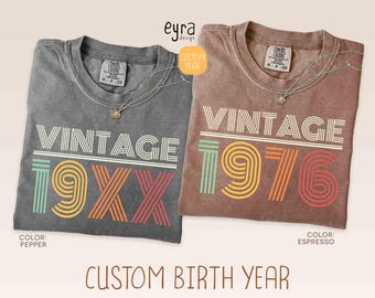 Vintage Custom Birth Year Shirt, Comfort Colors Personalized Birthday Shirt, Custom Birth Year Number Shirt, Birth Date Outfit