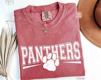 Vintage Panthers T-shirt / Comfort Colors Panthers Mascot Shirt, Panthers Game Day Shirt, Tailgate Football Tee, Panthers Paw College Spirit