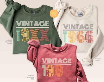 Vintage Custom Birth Year Sweatshirt, Personalized Birthday Sweatshirt, Birth Year Number Sweatshirt, Custom Year Sweater, Anniversary Gift