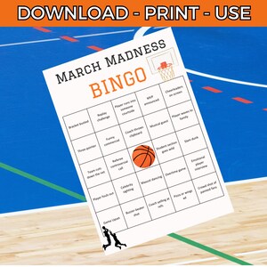 BINGO: Baloncesto universitario - PDF imprimible, Fiesta de la locura de marzo, Juego, Actividad, Torneo de la NCAA