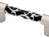 3 quot Black Glass Satin Nickel Lace Bar Dresser Pull Kitchen Cabinet Door Handle Pull Knob Modern Hardware Decor Black Glass and Lace Knob