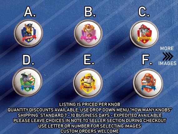 Paw Patrol Knobs Bedroom Dresser Knob Nursery Drawer Knobs Etsy