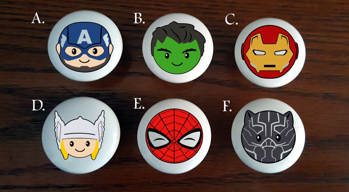 Chibi Avengers Superhero Knobs / Bedroom Dresser Knob / Etsy