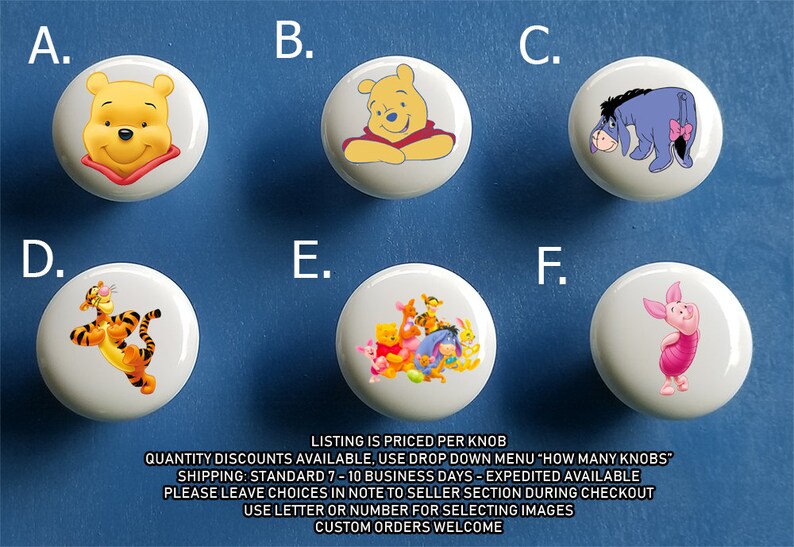 Winnie The Pooh Knobs Bedroom Dresser Knobs Ceramic Nursery Etsy