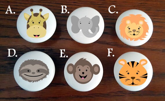 Safari Animals Nursery Knobs Safari Designs Cute Cabinet Etsy