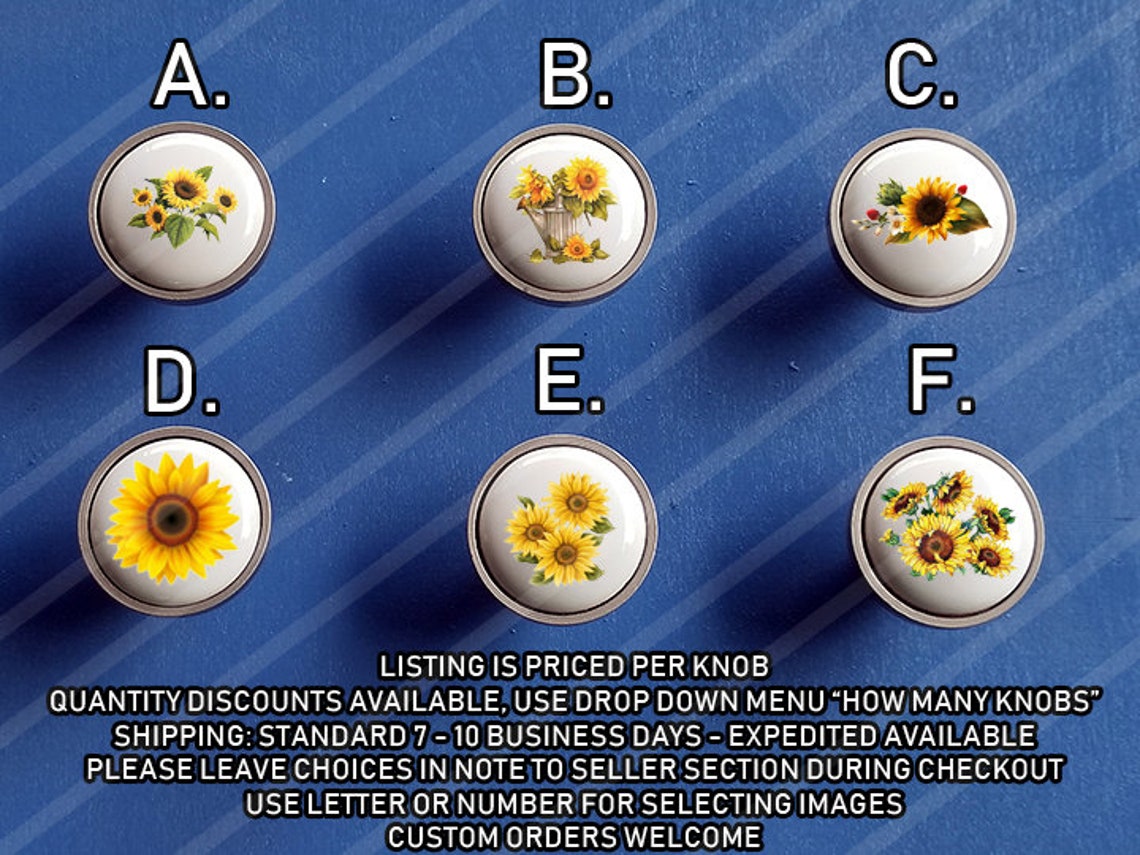 Sunflower Kitchen Knobs / Custom Kitchen Knobs / Cute Etsy