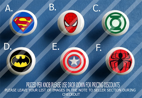 Superhero Ceramic Knobs Bedroom Dresser Knob Nursery Etsy