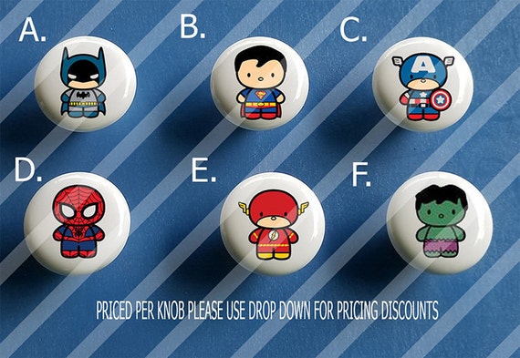 Superhero Ceramic Knobs Bedroom Dresser Knob Nursery Etsy