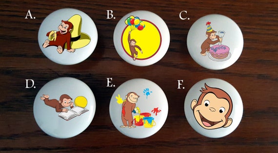 Curious George Ceramic Knobs Bedroom Dresser Knob Nursery Drawer Knobs Custom Ceramic Knobs Curious George Cabinet Knobs Pull Handle