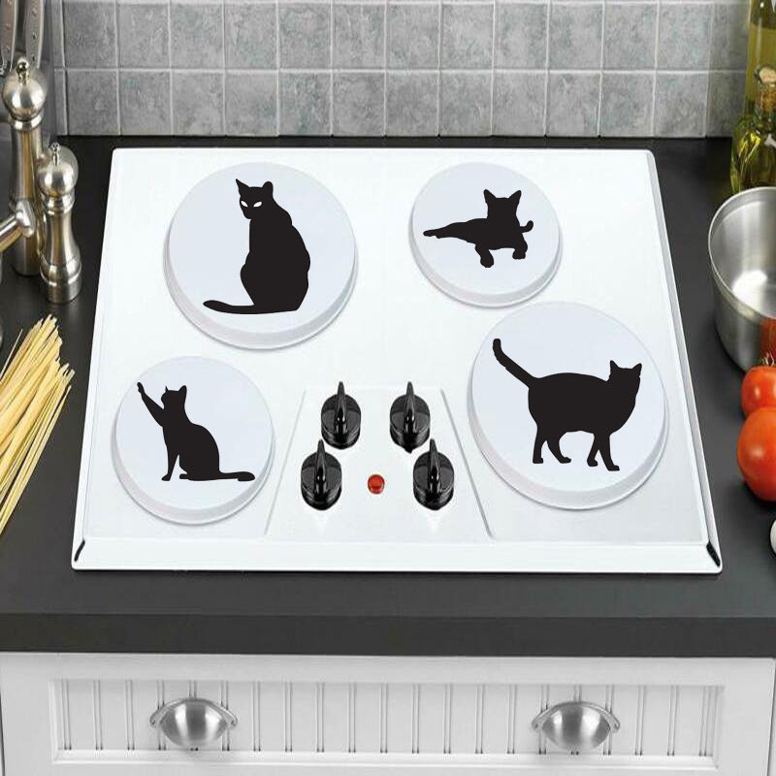 Cat Silhouette Stove Top Burner Covers / Custom Kitchen Decor Etsy