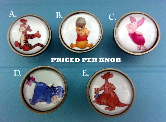 Winnie The Pooh Knob Winnie The Pooh Glass Nursery Knobs Etsy