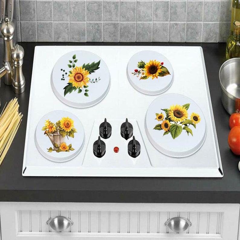 Sunflower Stove Top Burner Covers / Custom Kitchen Decor / Etsy