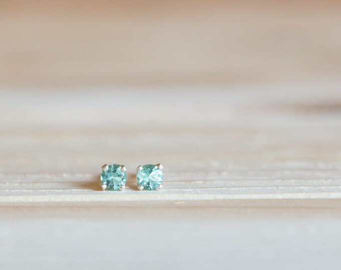 3mm Seafoam Green Quartz Stud Earrings Gemstone Stud Earring Etsy