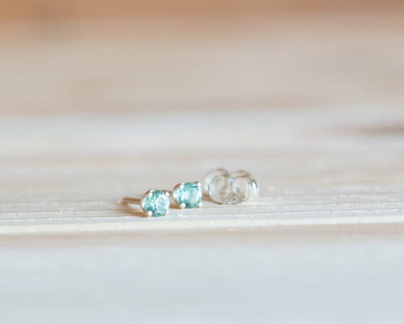 3mm seafoam green quartz stud earrings gemstone stud earring Etsy