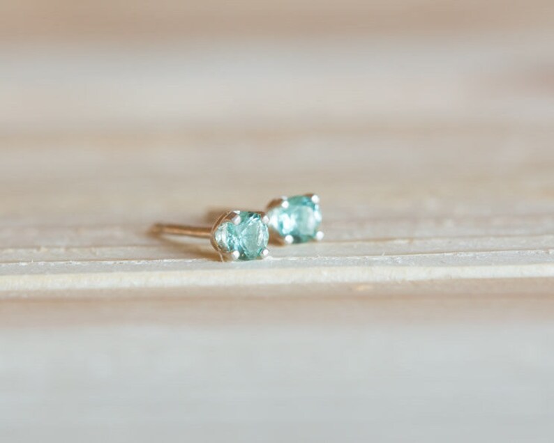3mm seafoam green quartz stud earrings gemstone stud earring Etsy