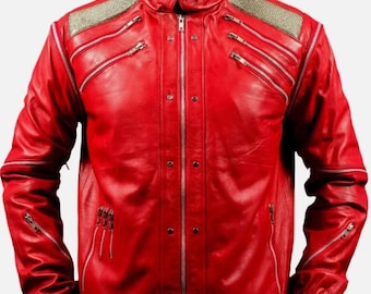Michael Jackson Beat It Red Jacket, MJ 80s Music Video Costume, Faux Leather Zipper, Gift for Him, Fan Gift, Cosplay