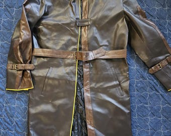 Trench Steampunk da uomo, giacca gotica vittoriana in ecopelle PU, cappotto lungo con cintura stile Watch Dogs Cosplay Aiden Pearce