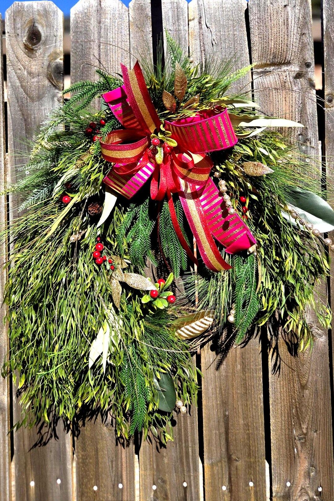 Festive Holiday Evergreen Wreah- Handcrafted Christmas Door Decor. - Etsy