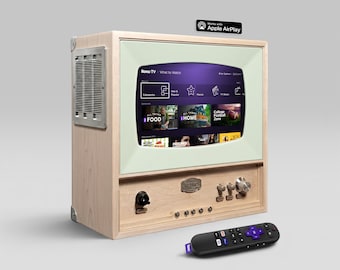 Retro Mini TV Maple - 10" Roku Smart Streaming - Hi-Fi Bluetooth Wood Speaker