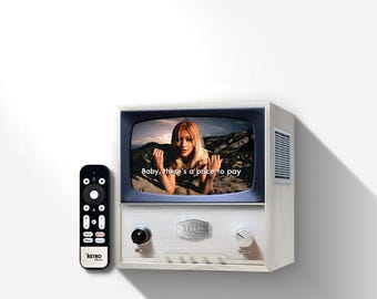 レトロなメープルウッド製ミニテレビ、7インチスクリーン、Google TVスマートストリーミング対応