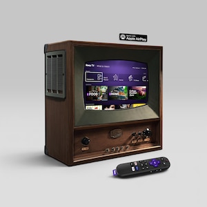 Retro Mini TV Walnut -  10" Roku  Smart Streaming - Hi-Fi Bluetooth Wood Speaker