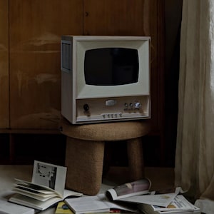 Mini TV retrò in legno d'acero - Streaming intelligente su misura da 10" - Altoparlante Bluetooth Hi-Fi