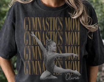 Custom Gymnastics Mom Shirt, Personalized Gymnastics Photo Tee, Gift for Gymnast Mama Dad