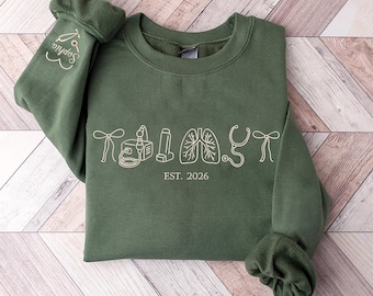 Embroidered Respiratory Life Sweatshirt, Custom Name On Sleeve, Personalized Pulmonologist Sweatshirt, Graduation Gifts, Trendy Sweatshirt