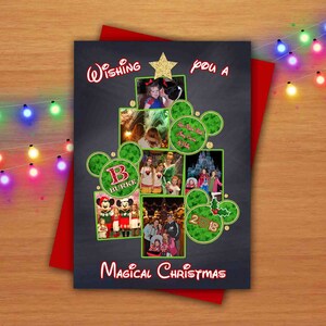 Digital Disney Inspiré Chalkboard Photo Christmas Tree Carte de voeux Mickey Mouse Inspiré