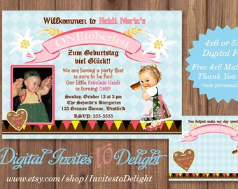 Personalized German Oktoberfest 1st First Birthday Invitation with photo Printable