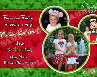 Digital Disney Inspired Photo Christmas Greeting Card Mickey Mouse Inspired