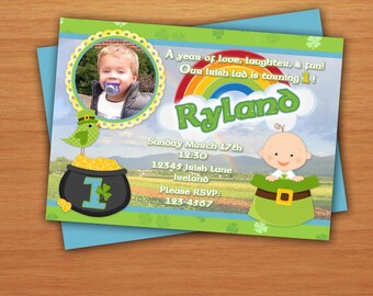 Irish Shamrock 1st Birthday Boy or St. Patrick's Day Invitation DIY