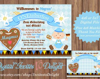 Personalized German Oktoberfest Boy 1st First Birthday Invitation Printable