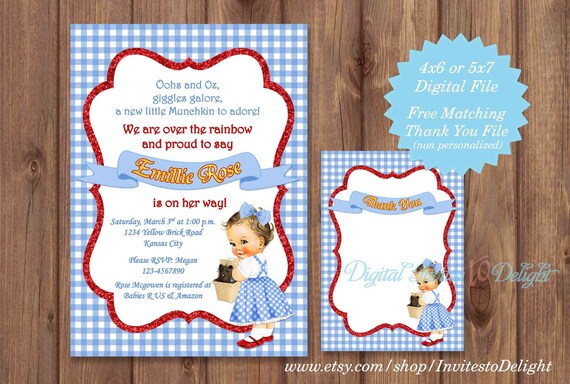 wizard of oz baby shower invitations