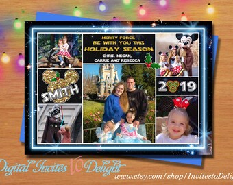 Star Wars Inspired Photo Christmas Greeting Card Mickey inspired