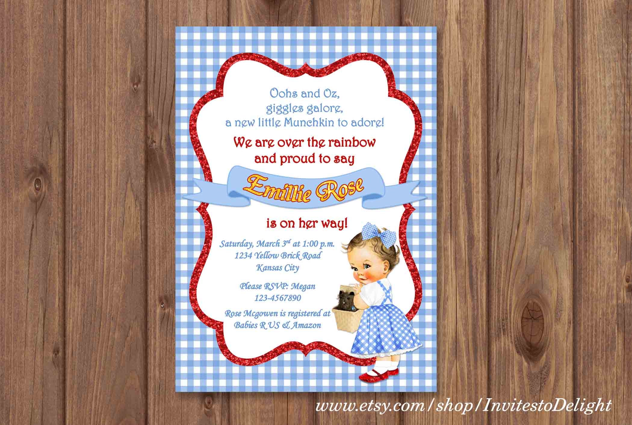 Baby Shower Wizard of OZ Inspired Invitation Printable | Etsy