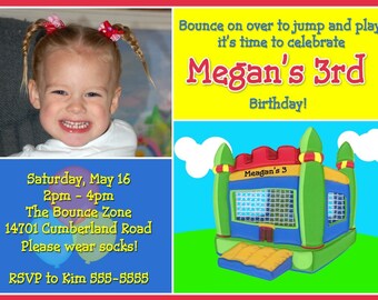 Personalized Photo Bounce House Birthday Invitation