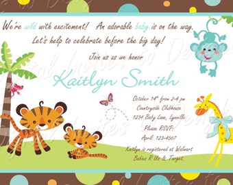 Baby Shower Jungle Animal Boy Personalized Invitation