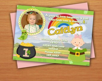 Irish Shamrock 1st Birthday Girl or St. Patrick's Day Invitation DIY