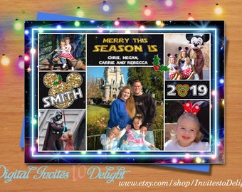 Star Wars Inspired Photo Christmas Greeting Card Mickey inspired