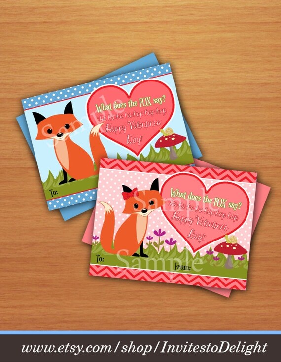 What Does The Fox Say Valentine Cards DIY Instant Download - Etsy