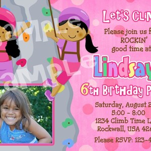Rock Wall Birthday Party Photo Invitation Printables Ethnic DIY