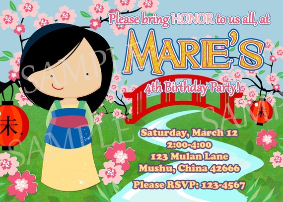 Mulan Personalized Birthday Invitation Printable Etsy Singapore