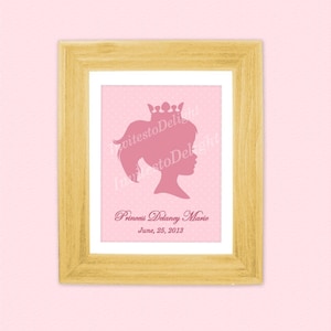 Impressão de arte de parede de berçário personalizada silhueta princesa para impressão