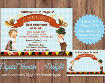 Personalized German Oktoberfest 1st Birthday Invitation Printable
