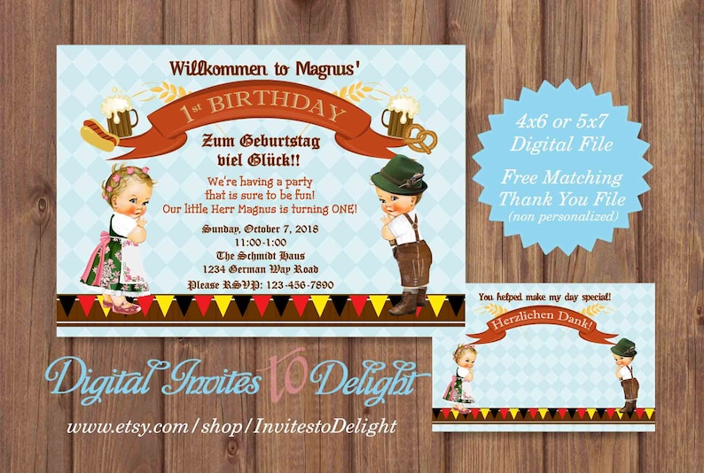 Personalized German Oktoberfest 1st Birthday Invitation Printable Etsy