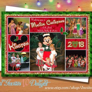 Digitale Disney geïnspireerde foto kerst wenskaart Mickey Mouse geïnspireerd