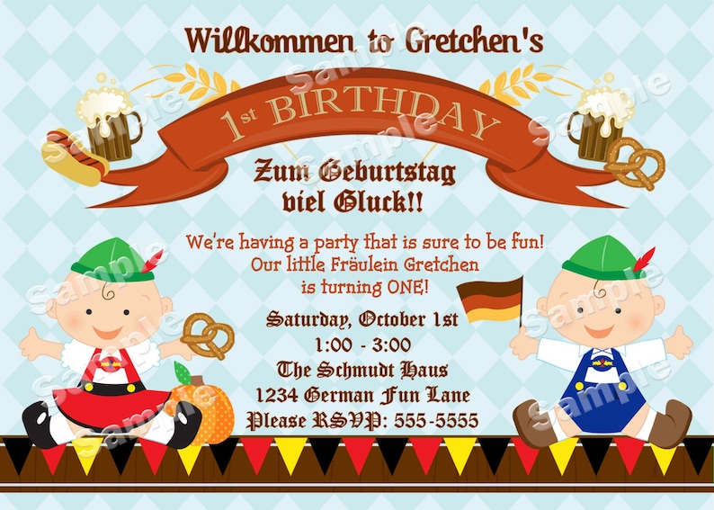 Personalized German Oktoberfest 1st Birthday Invitation DIY Etsy